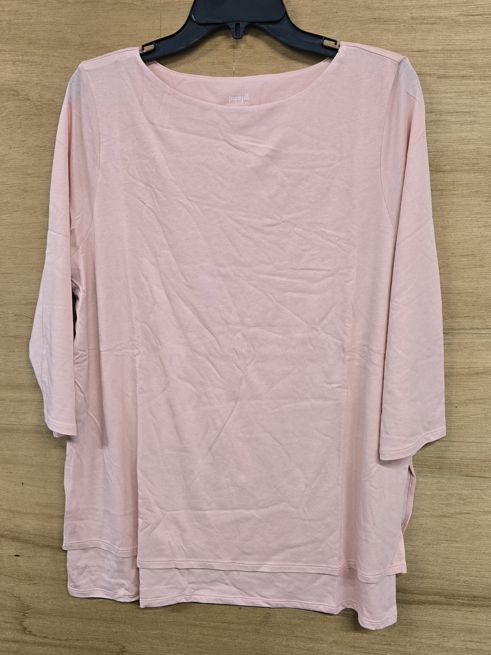 Pure Jill Rose-coral Pink 3/4 Sleeve Boat Neck Neck Tunic